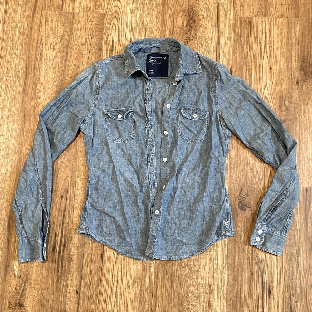 American Eagle Button-Up Denim Shirt